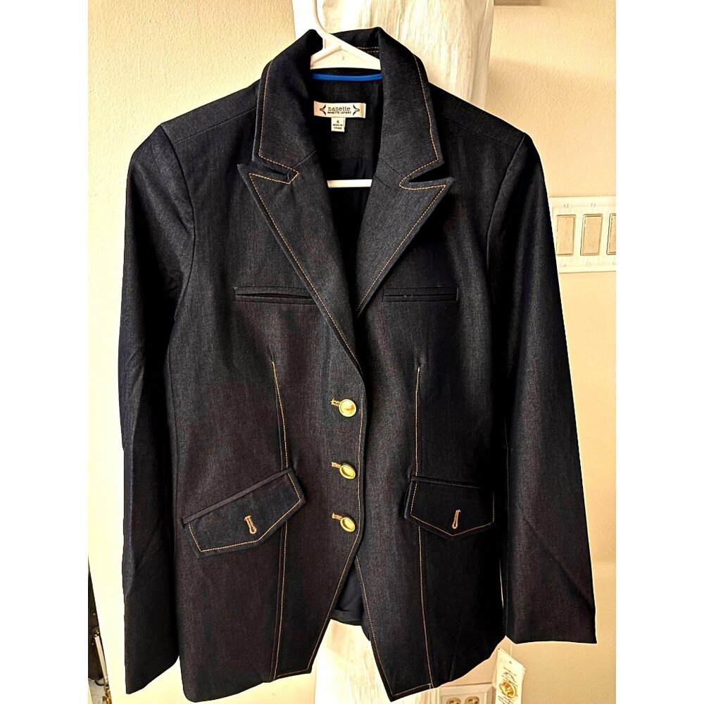 Nanette Lepore Womens “Vintage Blue” Denim Blazer Size 4 ahold Buttons